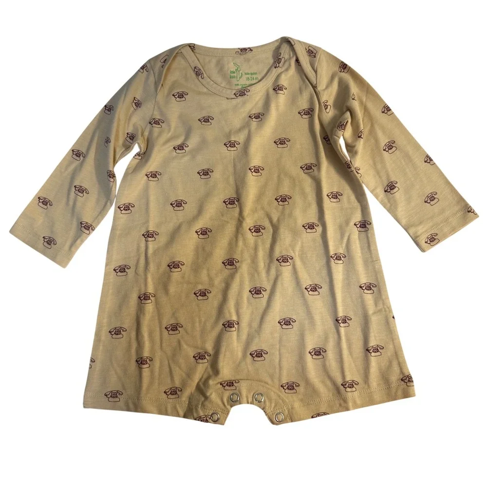 Kate Quinn Little Liam Retro Telephone Print Baby Romper Boy 18-24 month organic